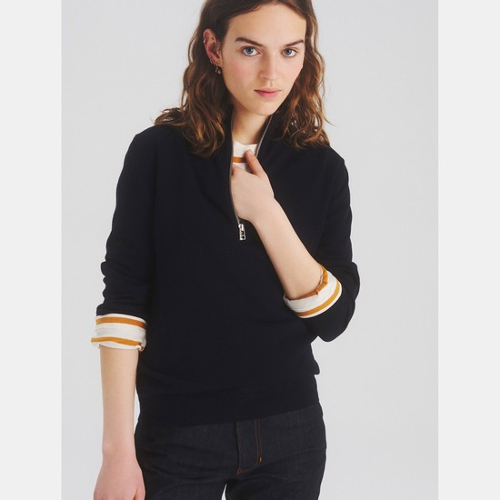 Aigle The Essential Stand-up-collar Jumper, Made From 100% Rws-certified Wool Jumpers Women Black ZA